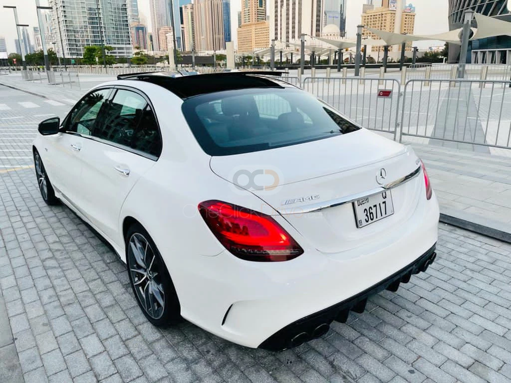 Off White Mercedes Benz AMG C43 2020 for rent in Dubai 6